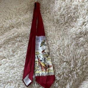 Vintage 1950’s  Hand Painted Mens Silk Tie Hunting Motifs